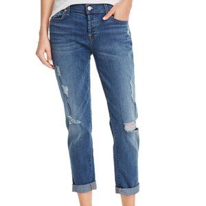 7 For All Mankind Josefina Skinny Boyfriend Role Medium Wash Denim Capri Jean 27